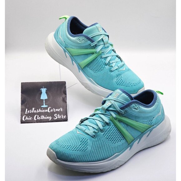 Hoka One One Women's Aqua Blue Mesh Tivra Lace Up Running Shoes Size 8.5 2664 - Picture 5 of 16